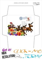 Cute blank envelope to Santa 3d sleigh and reindeers with stamp 26